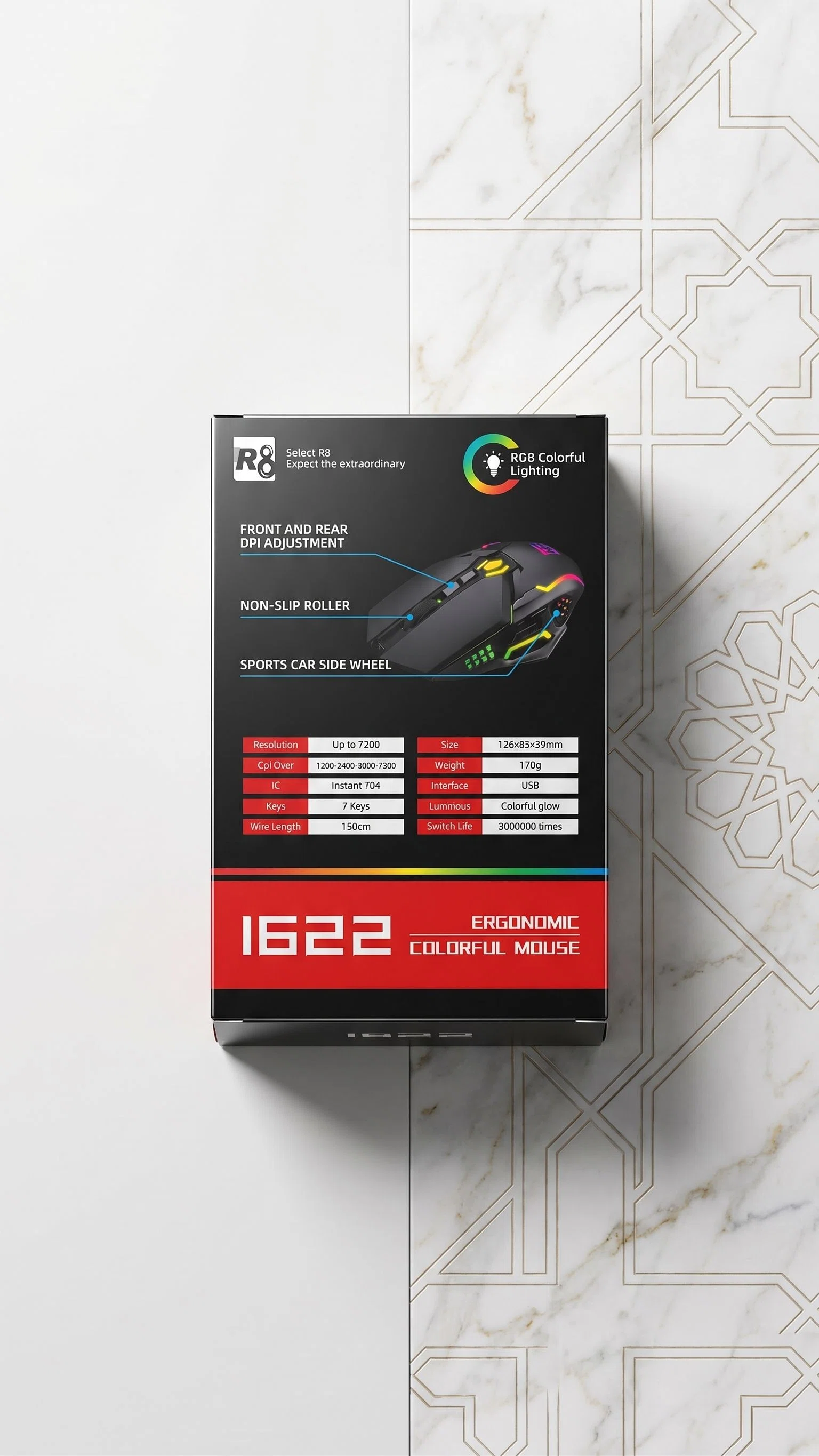 R8 1622 Ergonomic Colorful Mouse