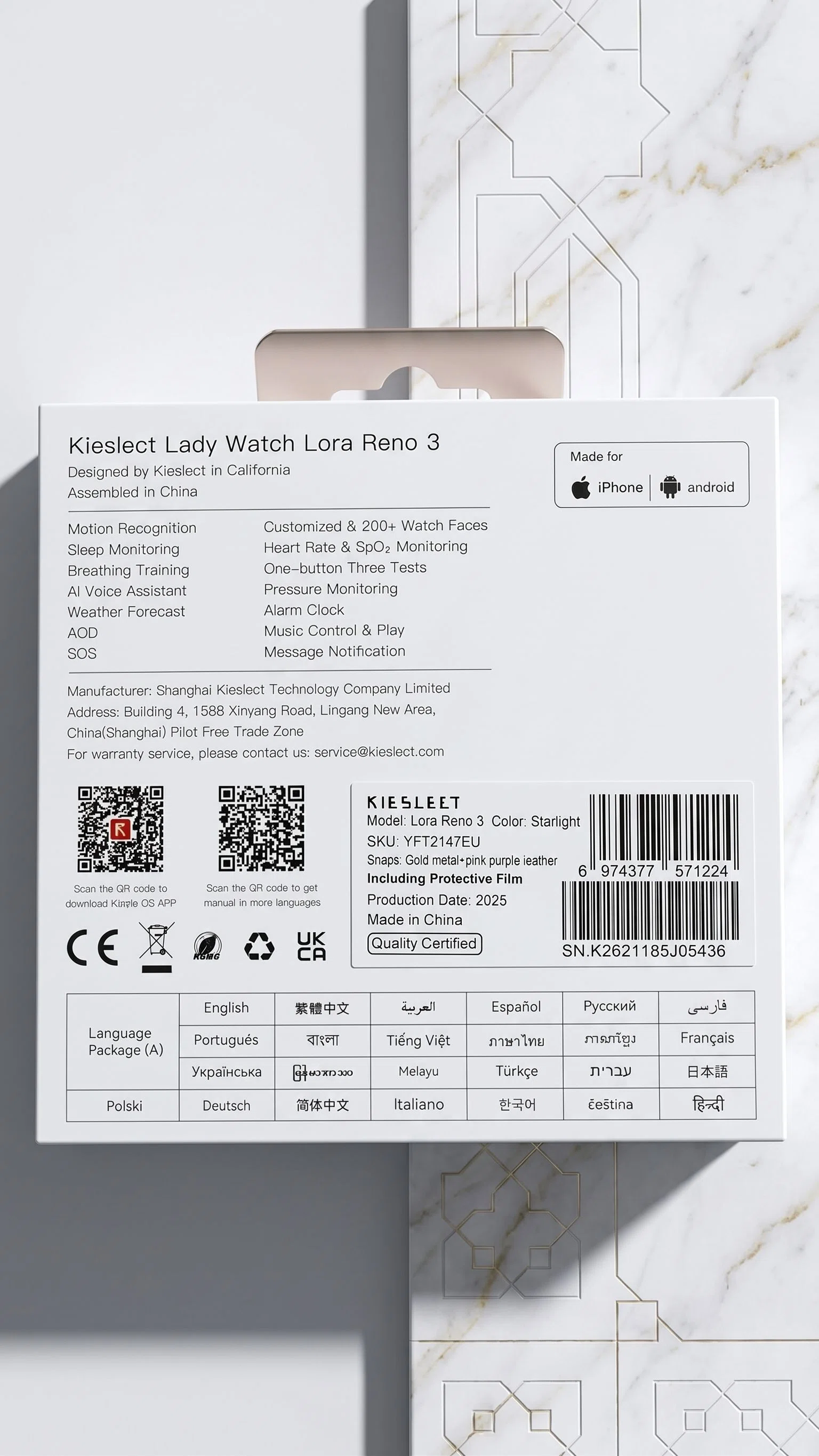 Kieslect Lady Watch Lora Reno 3
